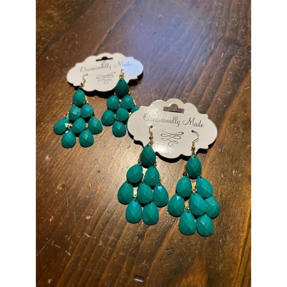 Teal and gold earrings - nwt | j-0040